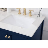 Elegant Decor Theo 60 Steel And Solid Wood Single Bathroom Vanity In Blue