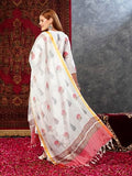 Anni Designer Women'S Cotton Blend Straight Printed Kurta With Pant & Dupatta (Nairiti White-Jl_Xl_White_X-Large),White,XL,Cotton Blend,Regular,Kurta, Scarf