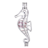 Vie Jeune 10pcs Silver Sea Horse Pearl Cage Locket Pendants, Essential Oil Diffuser DIY Necklace Bracelet Jewelry Making Craft,