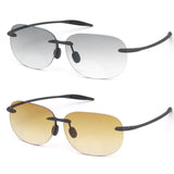 PEEPAI 2 Pairs Rimless Bifocal Reading Sunglasses Anti Blue Light UV400 Protection Sport Sunglasses Far and Near Dual Use Classi