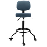 CoVibrant Heavy Duty Garage Stool with Ergonomic Backrest - Lockable Rubber Wheels & High Footrest, 360 Swivel, Adjustable Heigh