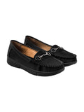 Shoetopia Buckle Detailed Casual Black Loafers For Women & Girls /Eu39,Black,6,B0F316RBBY