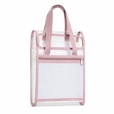 Clear Document Carry Bag for A4 Files with Reinforced Handles Zippered Front Pocket and Transparent Body Portable Paper Folder N