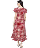Oomph! Women'S Crepe Wrap Maxi Dress - Crimson Red,Crimson Red,Crimson Red,M