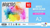Brustro Artists 25% Cotton Watercolour Paper,Hot Pressed, 300 Gsm, Size - A2, 10 Sheets | Ideal For Watercolor,Acrylic,Gouache,C