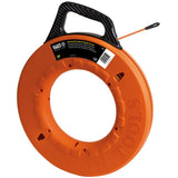 Klein Tools 56059 NonConductive Fiberglass Fish Tape, Made in USA, 200Foot Wall Snake is 3/16Inch Wide MultiGroove Fish Tape