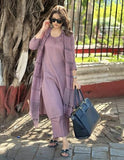 Anni Designer Women'S Rayon Blend Straight Solid Kurta With Pant & Dupatta (Raja Saab Purple_Xl_Purple_X-Large),Purple,XL,Rayon Blend,Regular,Kurta, Scarf
