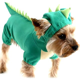 DELIFUR Dinosaur Dog Halloween Costume Pet Dino Hoodie for Large Dogs (2XL, Green)