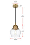 Living District Kenna 1-Light Metal & Glass Pendant In Black/Clear