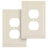 Henne Bery Modern Edge Decorative Wall Plate Switch Plate Outlet Cover, Durable Solid Zinc Alloy (Single Duplex 2PK, Light Almon