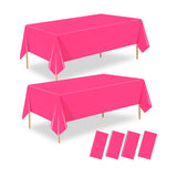 ZHIAXTON 4 Pack Hot Pink Plastic Tablecloth,54 X 108 Inch Disposable Rectangle Table Cover for Birthday Party,Anniversary,Weddin