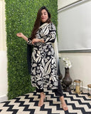 Anni Designer Women'S Cotton Blend Printed Straight Kurta With Pant & Dupatta (Jasper Black_3Xl_Black_Xxx-Large),Black,3XL,Cotton Blend,Regular,