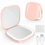 MY BEAUTY LIGHT Bright Compact Mirror with Durable Rechargeable 1X/3X Magnifying Light, 3000K-6000K Travel Makeup Mirror with Li