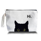 ARPTCN Black Cat Makeup Bag - Preppy Canvas Makeup Bag, Black Cat Themed Lover Gifts for Girls Women Mom, Cosmetic Travel Bags f