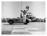 Man Jumping Waving Checkered Flag-Paper Art-34,,X26,,