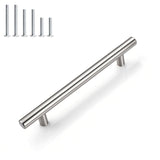Gobrico 15 Pack 5 Inch (128mm) Hole Centers Cabinet Handles, Brushed Nickel Cabinet Pulls, Stainless Steel Euro Style Kitchen Ca