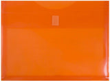 JAM PAPER Plastic Expansion Envelopes with Hook & Loop Closure - Letter Booklet - 9 3/4 x 13 with 1 Inch Expansion - Orange - 3/