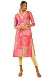 Soch Womens Fuchsia Muslin Blend Ethnic Motif Printed Kurta with Zari