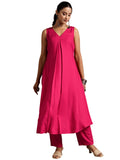 Libas Womens Woven Design Viscose A-Line Kurta With Trousers
