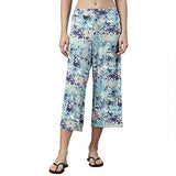 Enamor Essentials Women's Slim Fit Mid Rise Crop Length Soft & Drapey Stretch Viscose Culottes with Smart Side Slits - EA64(EA64-Bali Pixel Aop-XL),Bali Pixel Aop