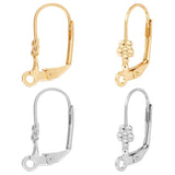 Beebeecraft 1 Box 48Pcs Leverback Earring Findings Stainless Steel 2 Colors French Earring Hooks Flower Pattern Dangle Ear Wire
