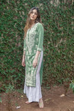 Anni Designer Women'S Rayon Blend Straight Chikankari Embroidered Kurta (Victoria Green_L_White_Large),Green,L,Rayon Blend,Regular,