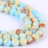 ALZLDYS 46pcs 8mm Natural Sky Blue Jasper Gemstone Smooth Beads Round Spacer Loose Stone Beads for Jewelry Making 15 1 Strand