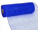 Deco Poly Mesh Ribbon Royal Blue with Blue Foil 10 X 30 (10 yds)