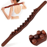 Wooden Massage Roller Stick With 31 Balls, Gua Sha Tool For Body, Neck, Shoulder, Back, Natural Wood, 30 Cm