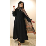 Anni Designer Women'S Rayon Viscose Anarkali Solid Kurta With Pant & Dupatta (Avantika Black-Vks01_M_Black_Medium),Black,M,,,
