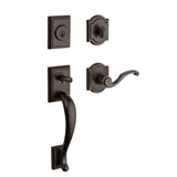 Baldwin Pistoria Front Entry Handleset with Interior Lever Featuring SmartKey Deadbolt Re-Key Technology in Venetian Bronze-New