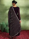 Libas Women'S Georgette Embroidered Kurta Set (49025 Purple Purple 2Xl