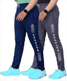 LookMark Men's Combo Slim Fit Solid Lycra Blend Full Elastic Sport Wear Running Gym Stretchable Jogger Track Pant in Navy & Grey Color(Track 05 Navy-Track 05 Grey-XL),Navy-Grey