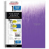 Clouded Spiral Notebook 1 Subject College Ruled Purple Five Star Purple