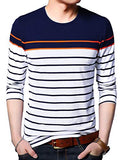 Eyebogler Men Regular Stripe Full Sleeve T-Shirt(S-T50-Nbor_Navy_S)