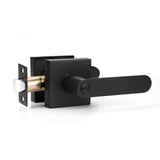 KNOBWELL 1 Pack Privacy Door Handles Interior, Matte Black Door Levers with Lock, Modern Heavy Duty Square Door Locks for Bedroo