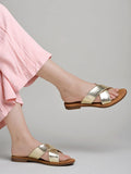Shoetopia Women'S Flat-736 Flat Sandal-4 Kids Uk (Flat-736-Golden)-Eu37,Gold,4,B0D76V3BS2