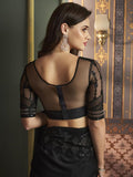 Satrani Womens Pure Chiffon Saree (3568S130N_Black)