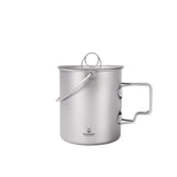 SILVERANT 750ml Titanium Cup with Nail Lid Camping Pot Backpacking Mug with Foldable Handle for Outdoor Camping Hiking