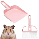CREATCABIN Small Broom and Dustpan Set Pink Mini Dust Pan and Brush with Handle Plastic Hand Whisk Set Cage Cleaner for Pets Des