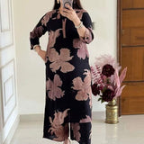 Gosriki Women'S Rayon Viscose Printed Straight Kurta With Palazzo (Ishir Black-Gs_Xxl_Black_Xx-Large),Black,2,B0FC6PKBPT