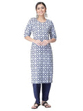 Pinkmint Kurta Set for Women Cotton Printed Straight Kurta with Pant (Pack of 1)