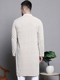 Jompers Men Sequin Embroidered Pure Cotton Kurtas (Beige, L)