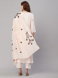 Anni Designer Women'S Cotton Blend Straight Printed Kurta With Pant & Dupatta (Brush-Peach-Knw_M_Peach_Medium),Peach,M,Cotton Blend,Regular,