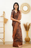 Flosive Womens Present Banarasi Soft Lichi Silk Saree Beautiful Jacquard Rich Pallu Design Work Zari Woven Kanjivaram Silk Style Saree With Soft Lichi Silk Blouse Piece Ayn Royal (Coffee)
