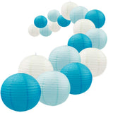 UNIQOOO 18PCS Ocean Blue Paper Lantern Wedding Party Decoration Set, Hanging Japanese Lantern Decor Supply, Easy Assemble, For H
