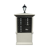 QualArc Estateview Stucco Cbu Mailbox Center, Tall Pedestal (Column Only) in Slate Gray Color with Bayview Solar Lamp