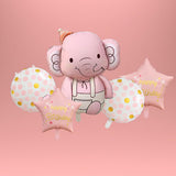 FI FLICK IN 5pcs Pink Elephant Foil Balloon Decoration Set