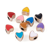 Craftdady 100pcs Enamel Love Heart European Beads Large Hole Acrylic Heart Loose Spacer Beads Random Mixed Color 11.5x11.5mm for