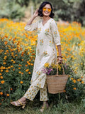 Libas Women'S Pure Cotton Printed Kurta Sets (400139O_Off White_L)